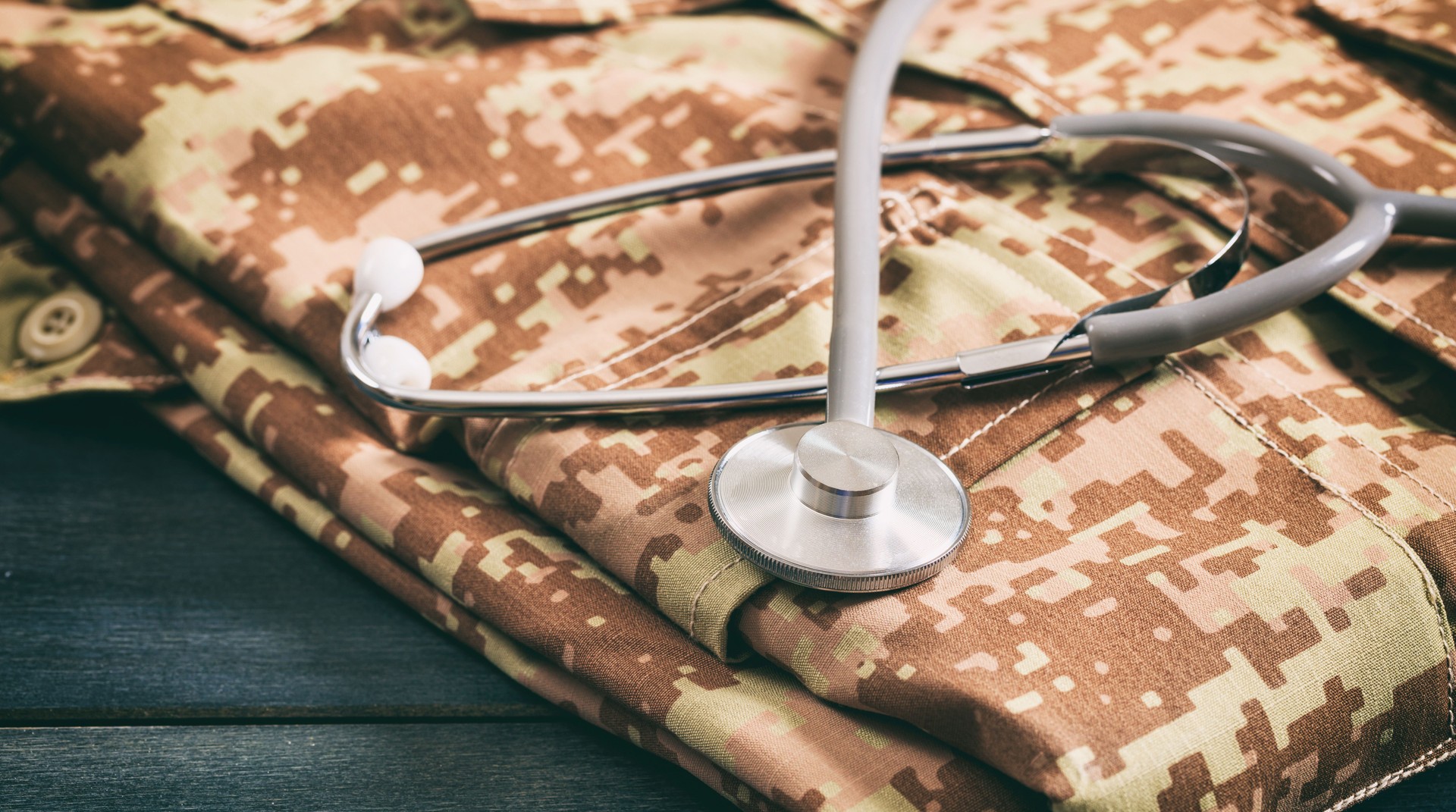 Military medical concept with stethoscope